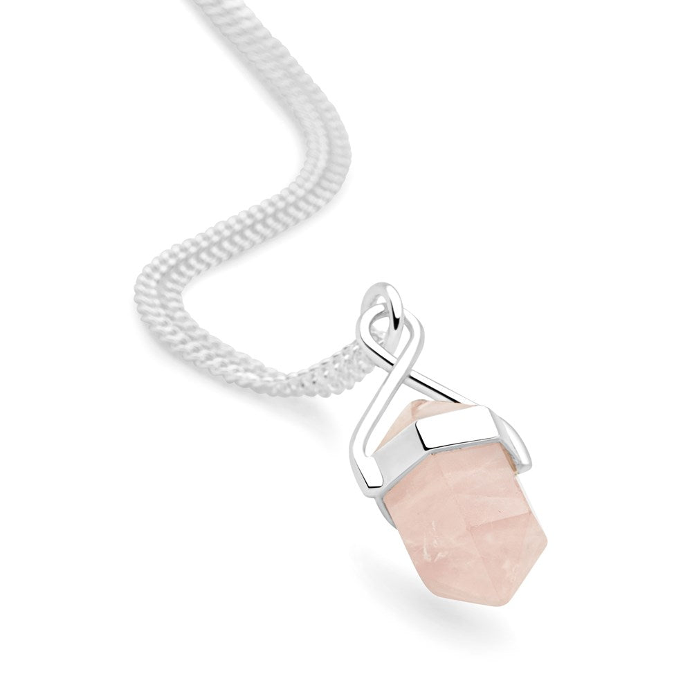 Rough Rose Quartz, White Quartz Pendant 1 1/2