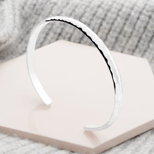 Classic D-Shaped Hammered Bangle