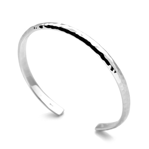 Classic D-Shaped Hammered Bangle