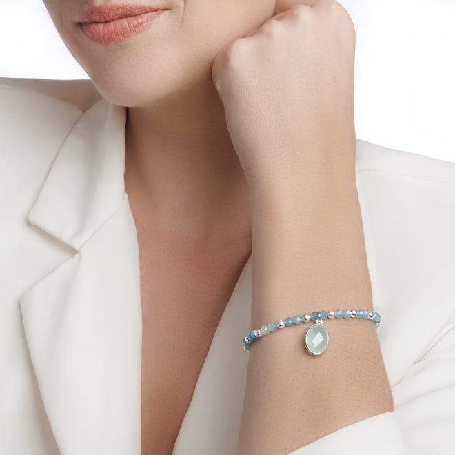 Serene Aquamarine & Chalcedony Bracelet