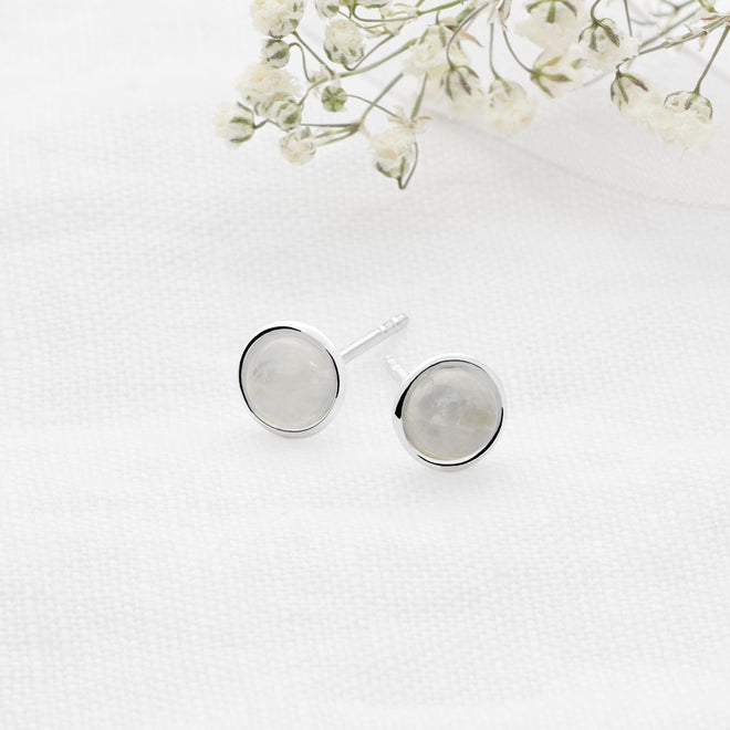 Moonstone Button Studs