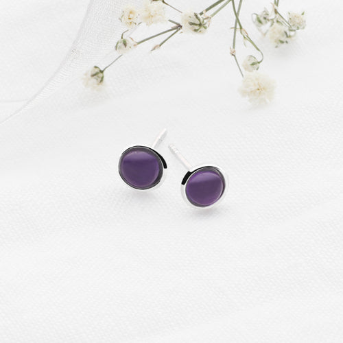 Amethyst Button Studs