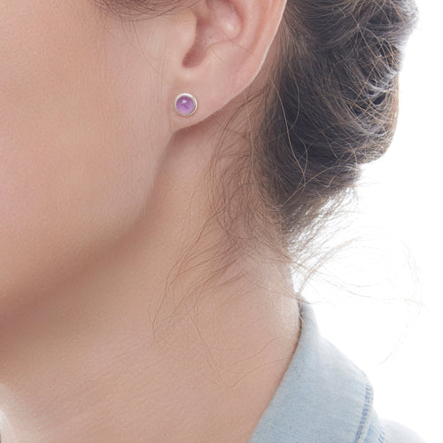 Amethyst Button Studs