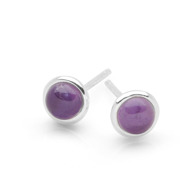 Amethyst Button Studs