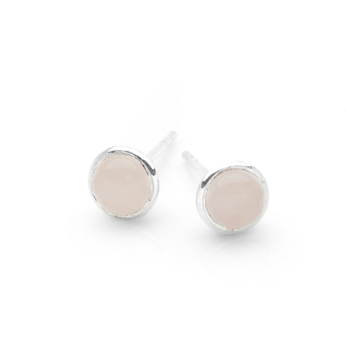 Rose Quartz Button Studs