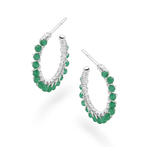 Mini Green Agate Hoops