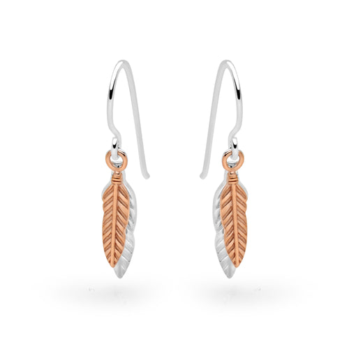 Silver and Rose Gold Feather Earring