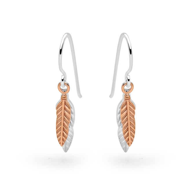 Silver and Rose Gold Feather Earring