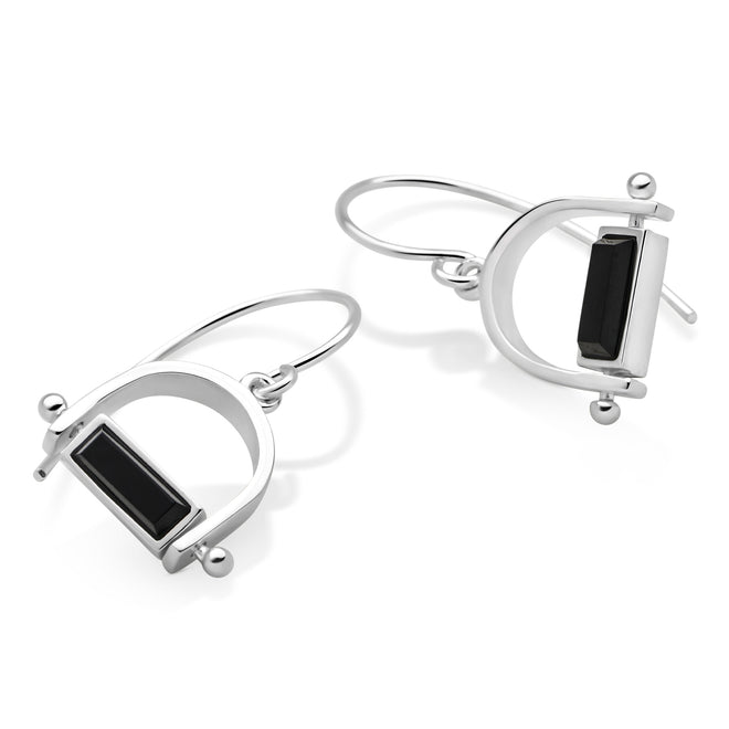 Onyx Stirrup Earrings