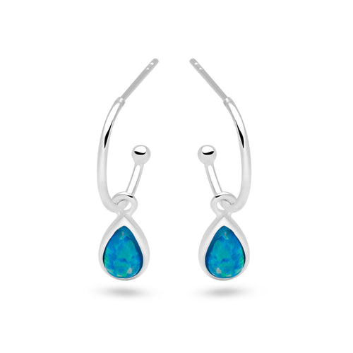 Opal Charm Hoops