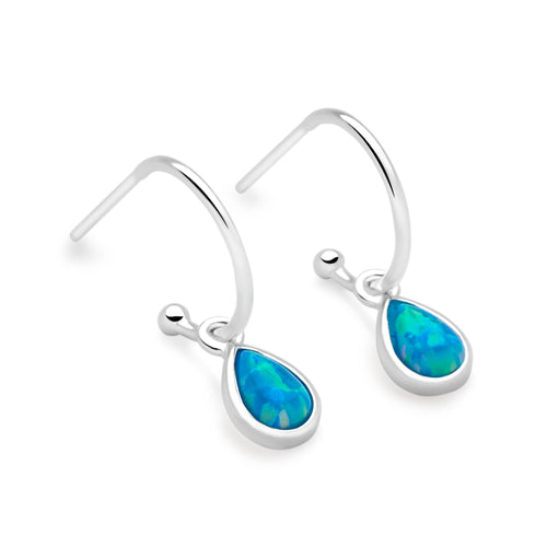 Opal Charm Hoops