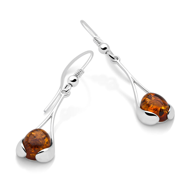 Fire Amber Cradle Earrings