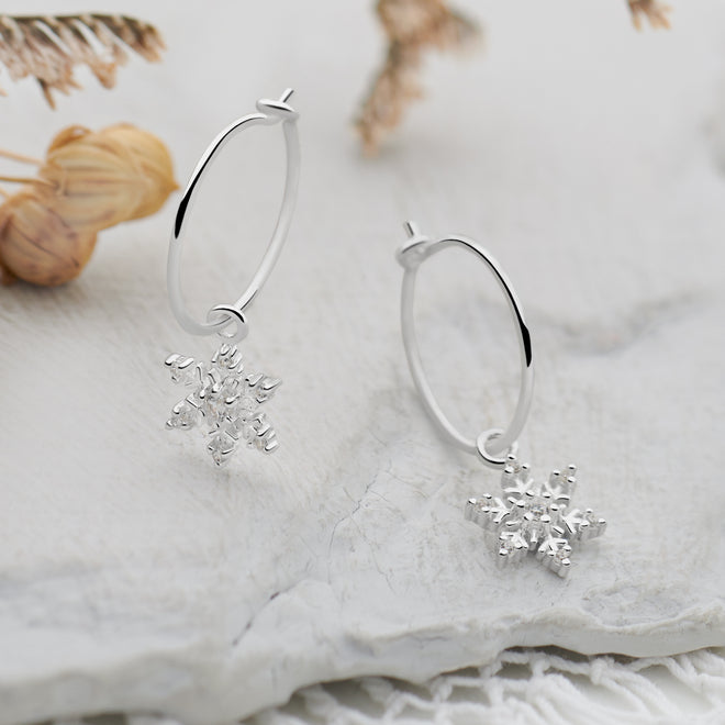 Snowflake Charm Hoops