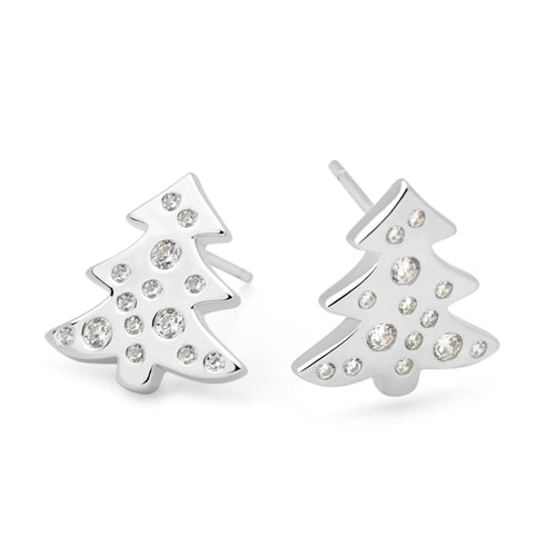 Snowy Christmas Tree Studs