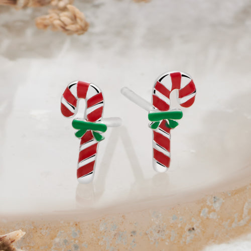 Candy Cane Bow Studs