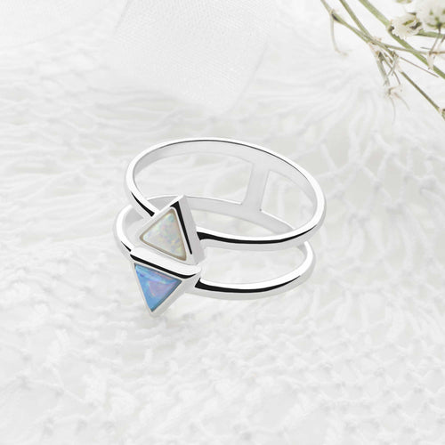 Opal Triangles Ring