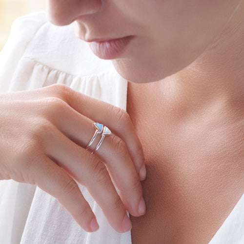 Opal Triangles Ring