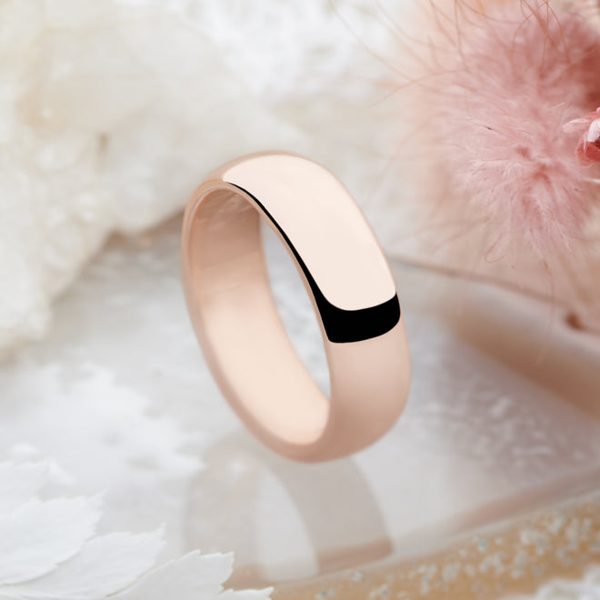 D Shaped Rose Gold Plated Ring (6mm)