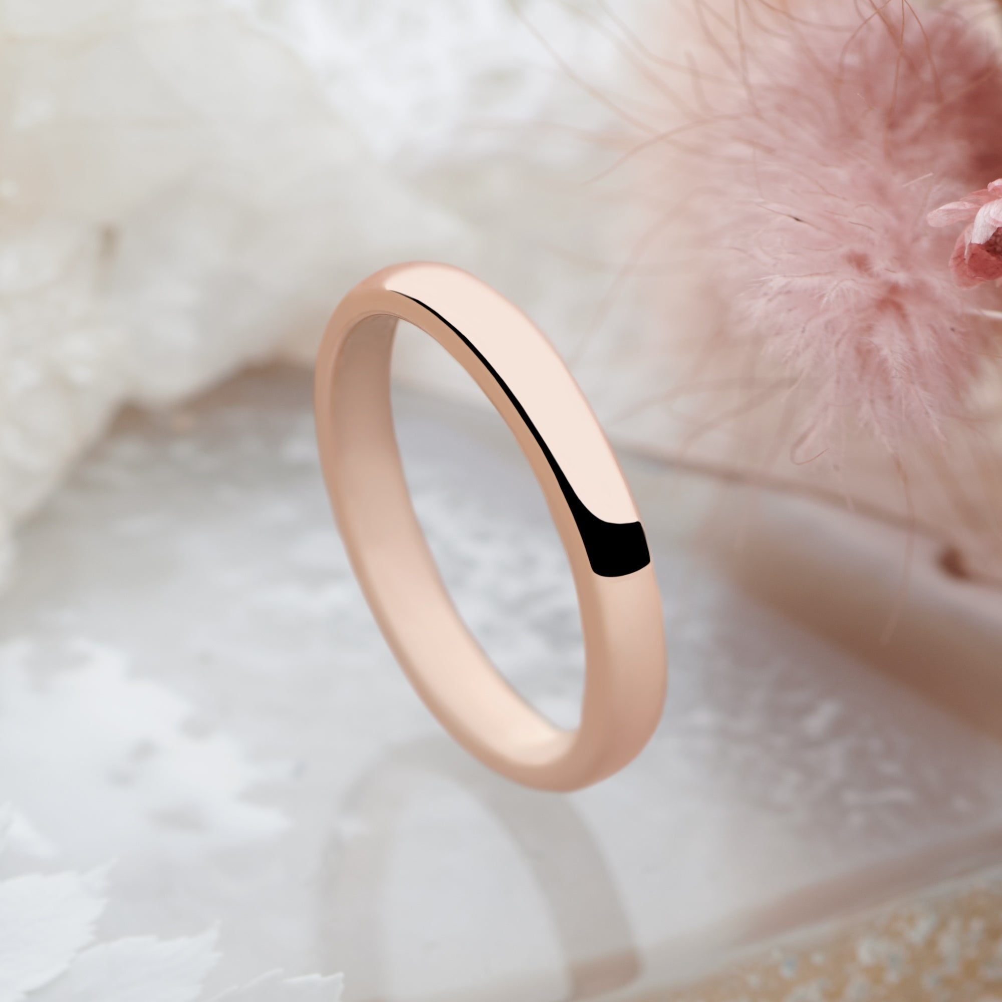 D Shaped Rose Gold Plated Ring (3mm) | Silver Rings | R2384 – Silver by ...