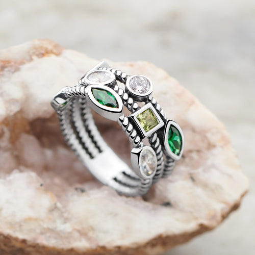 Bejewelled Green Ring