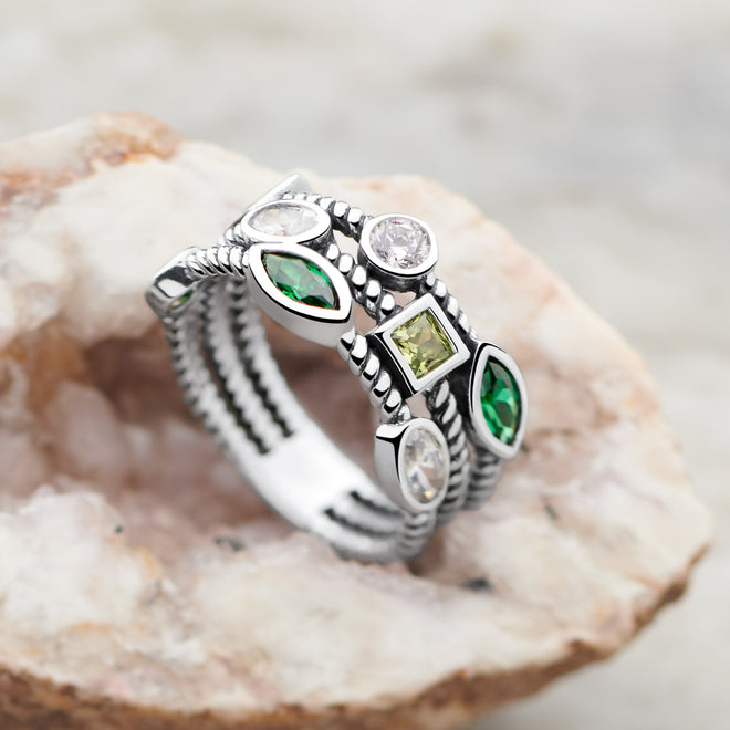 Bejewelled Green Ring