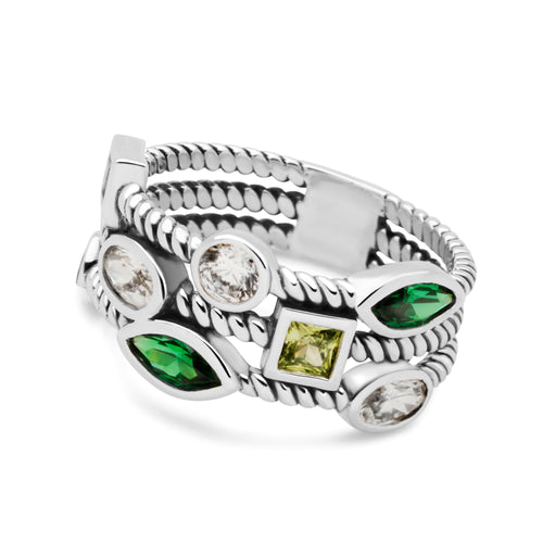 Bejewelled Green Ring