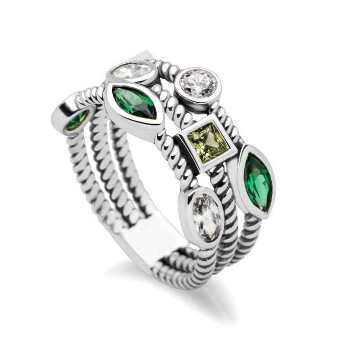 Bejewelled Green Ring