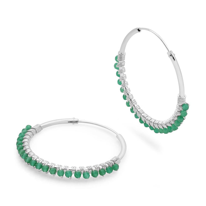 Green Agate Hoops