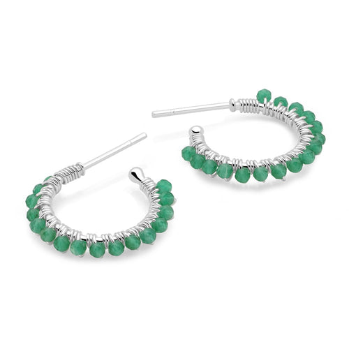 Mini Green Agate Hoops