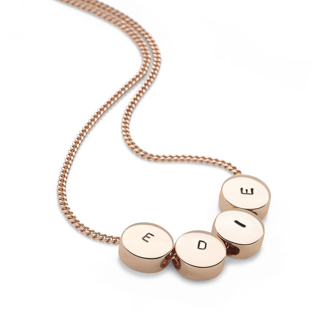 Personalised Bead Pendant (Rose Gold)  45cm